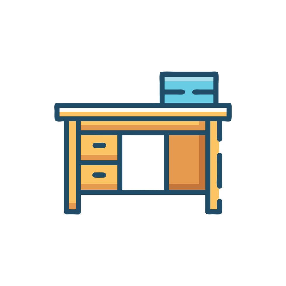 Illustration of a wooden desk with drawers and papers vector