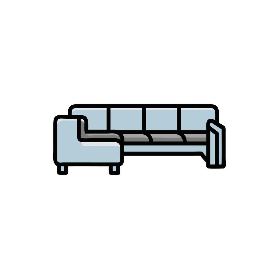 Modern light blue sectional sofa on a White Background vector