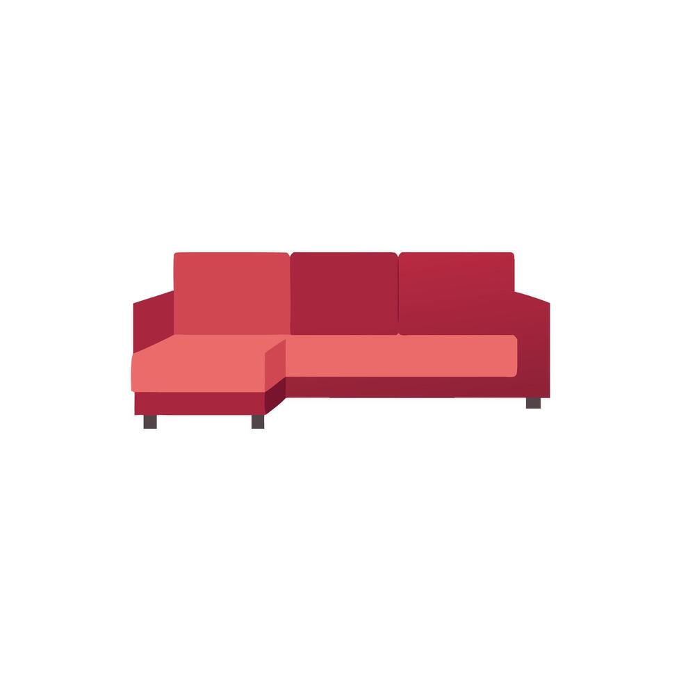Flat design sofa with chaise lounge on White Background vector