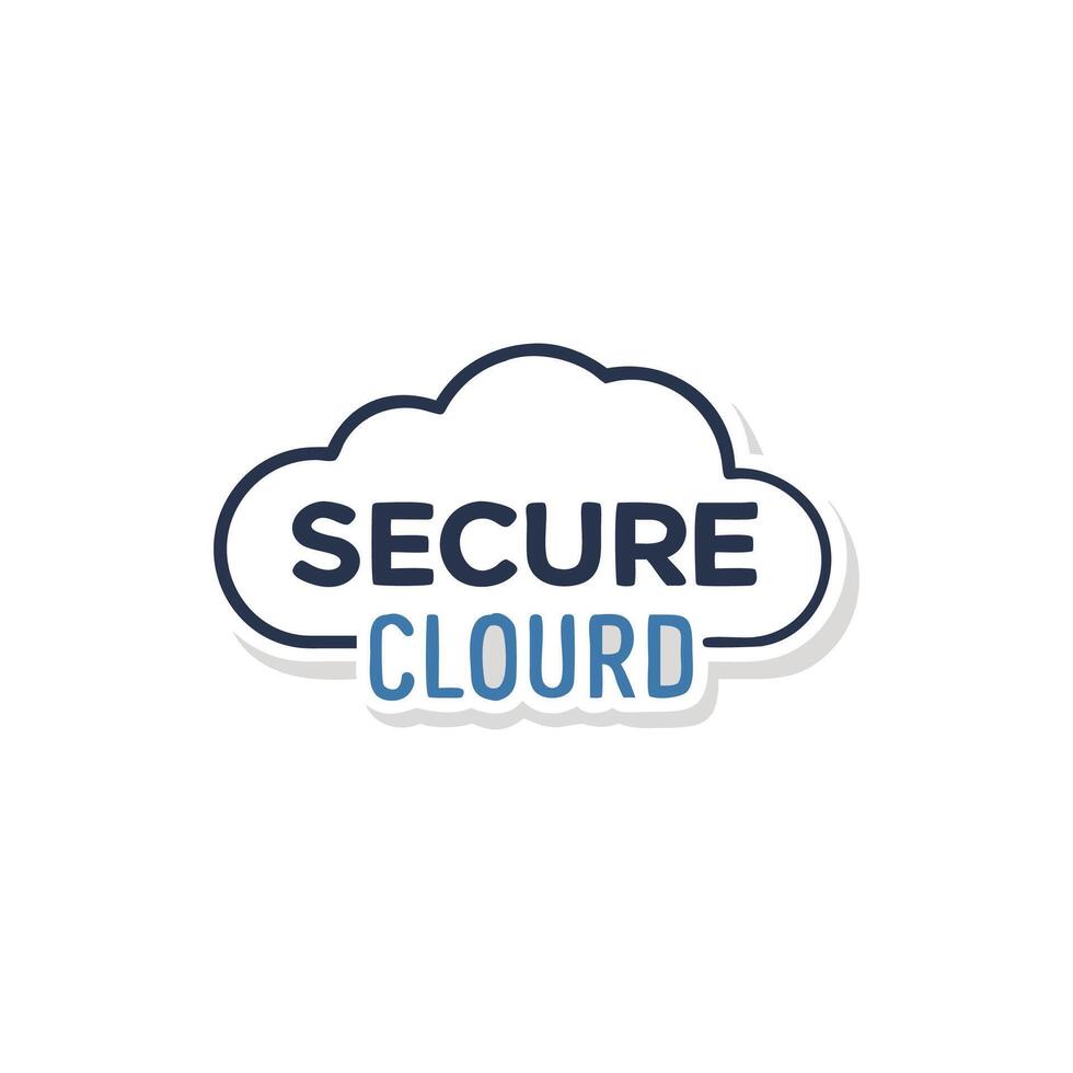 Secure cloud computing technology flat design on dark background vector