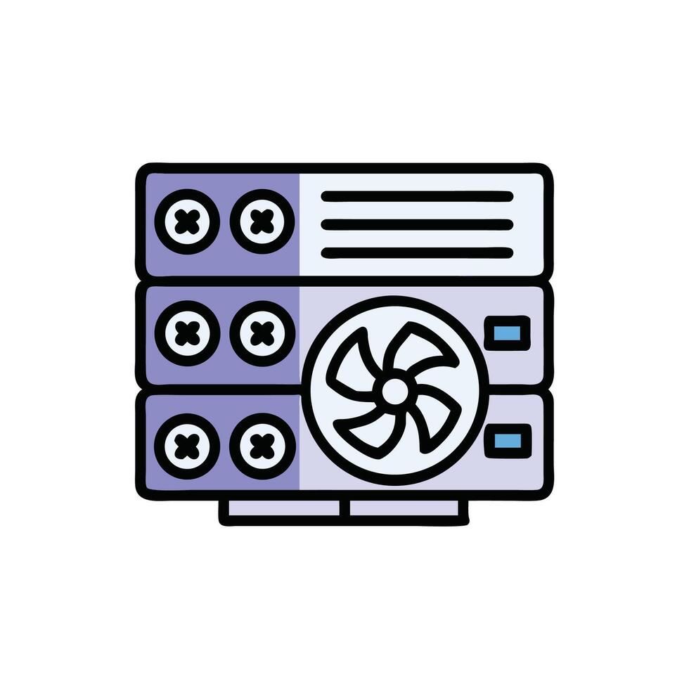 Stylized image of computer server hardware setup illustration vector