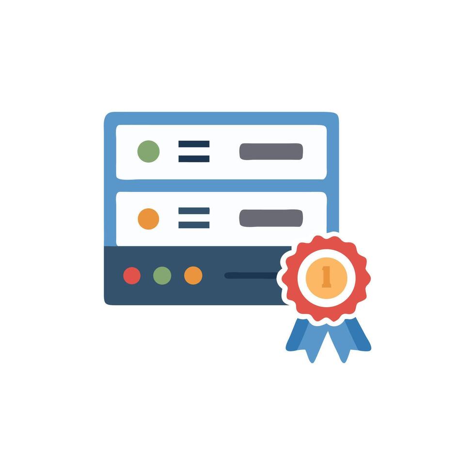 Website data with award badge for ranking or achievement vector