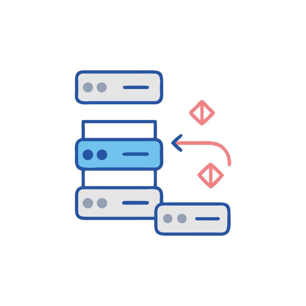Data Synchronization Between Servers in a Network Illustration vector