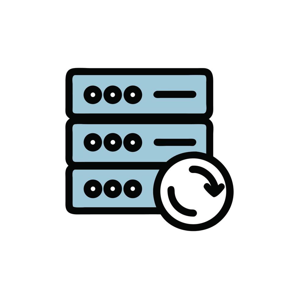 Database server icon with refresh symbol for updating vector