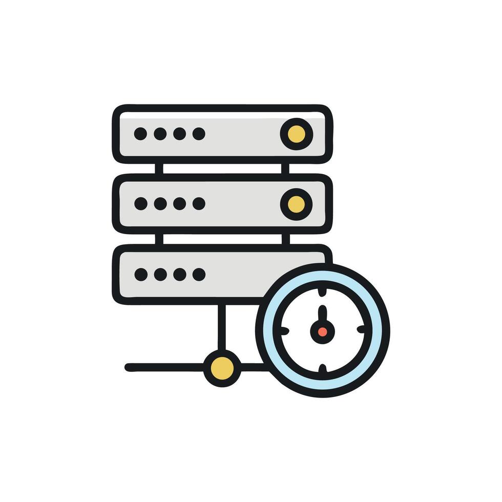 Server and clock icon for network latency illustration vector