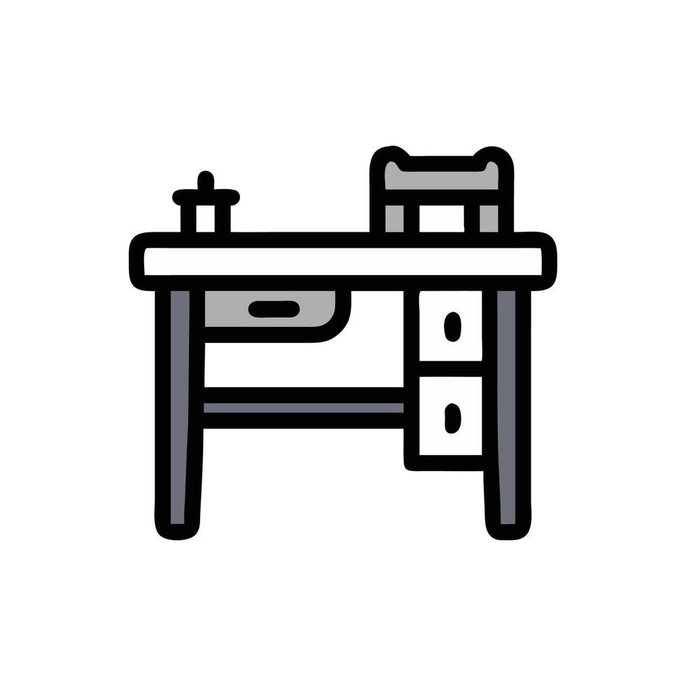Minimalistic study desk illustration on White Background vector