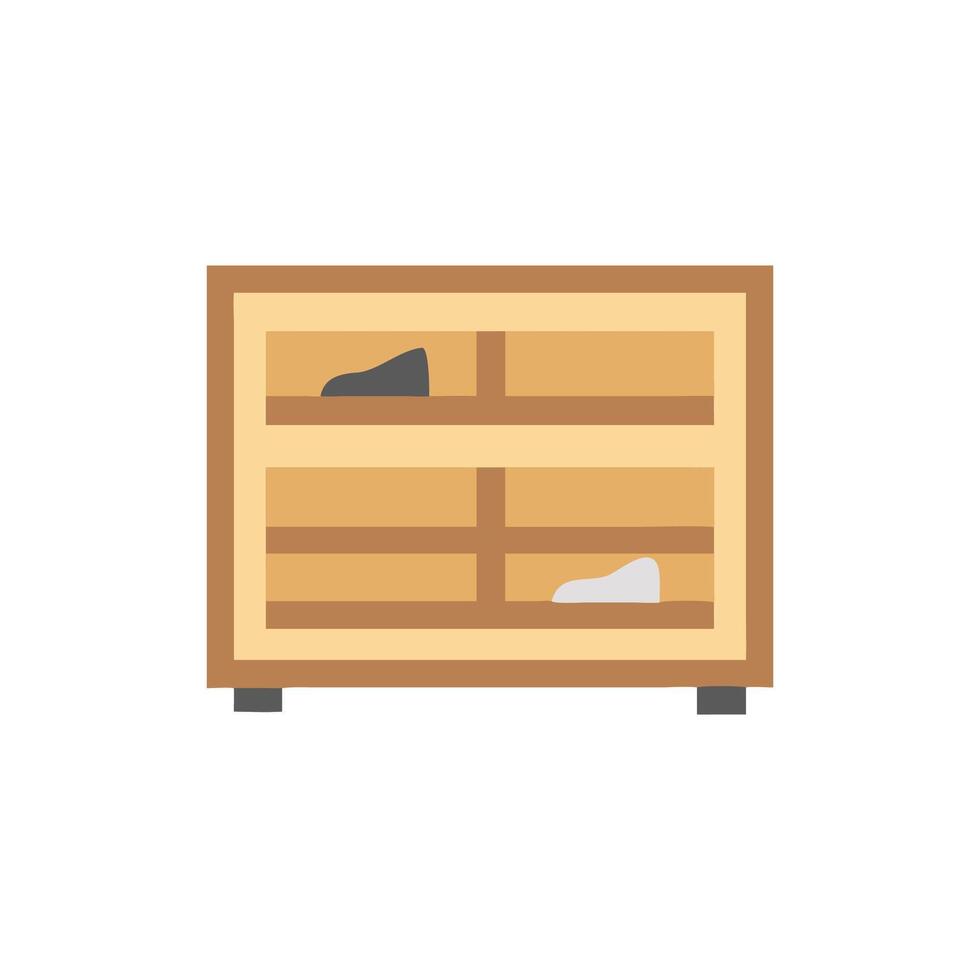 Minimalistic shoe rack with two shoes on shelves vector