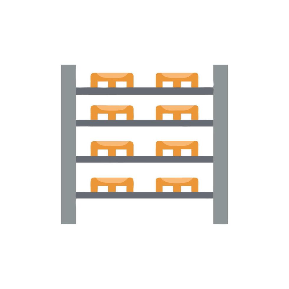 Shelves Filled with Orange Items Against White Background vector