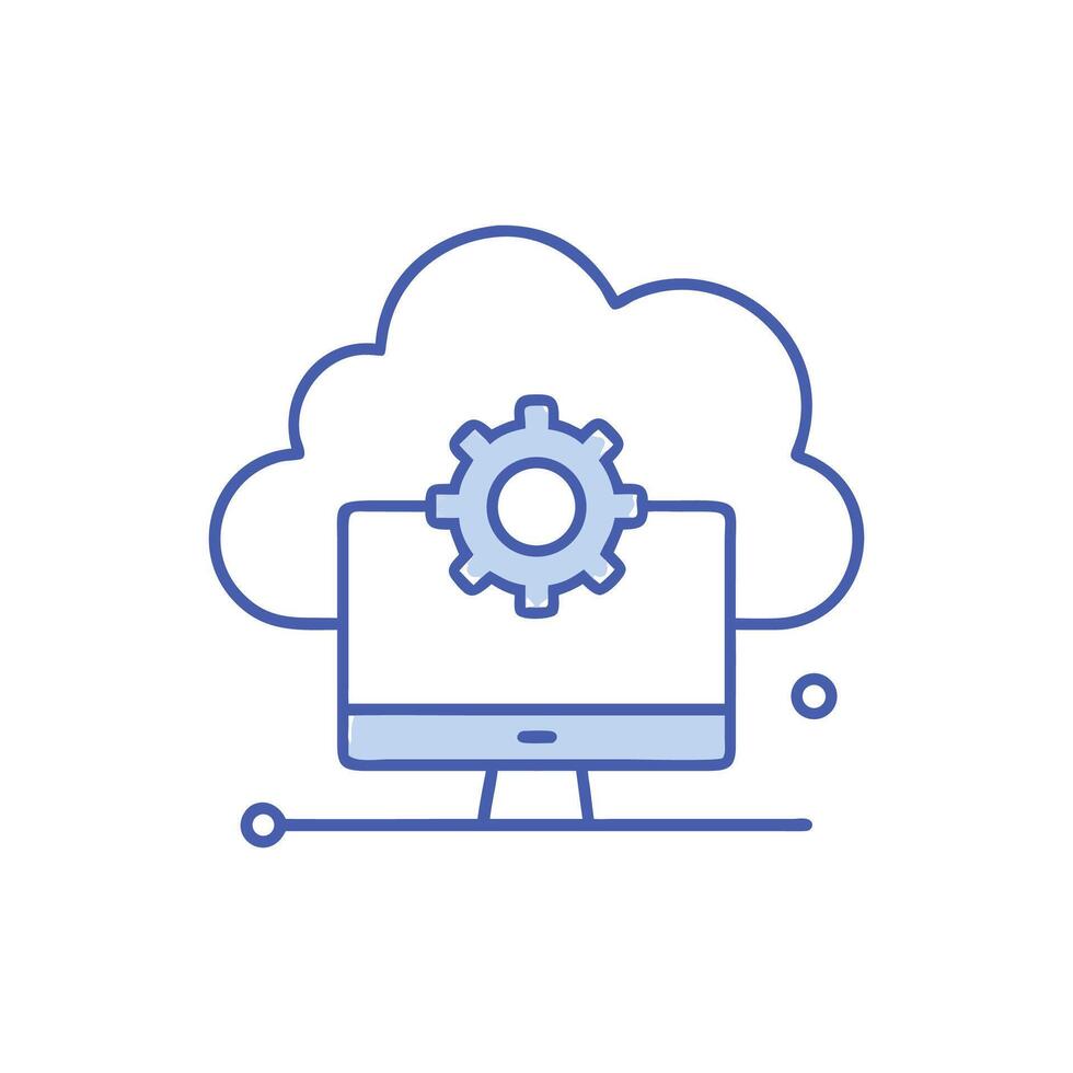 Cloud computing with gear above computer screen technology concept vector
