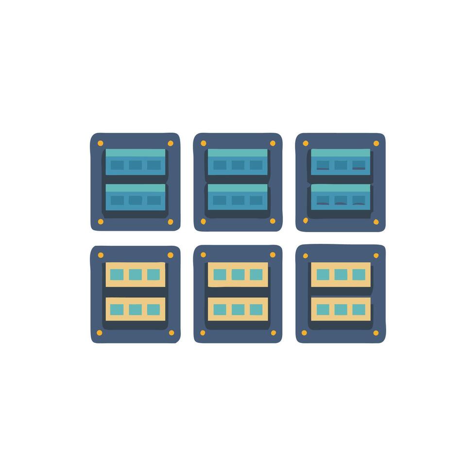 Flat illustration of six RAM modules on White Background vector