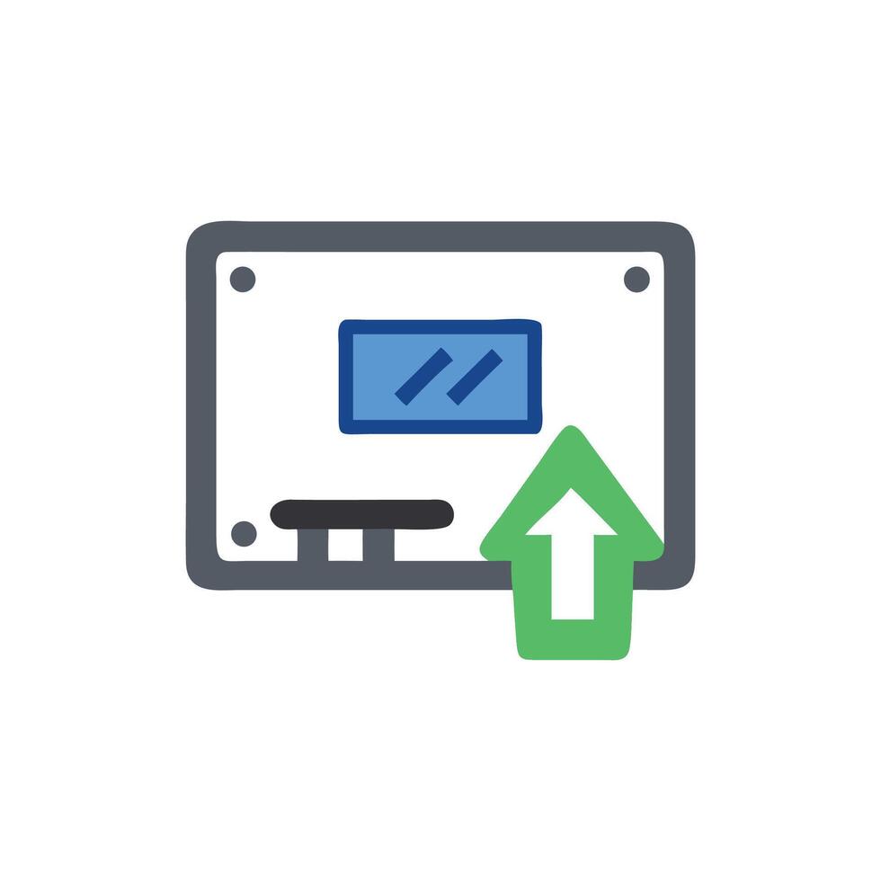 Flat display screen with upload arrow symbol vector
