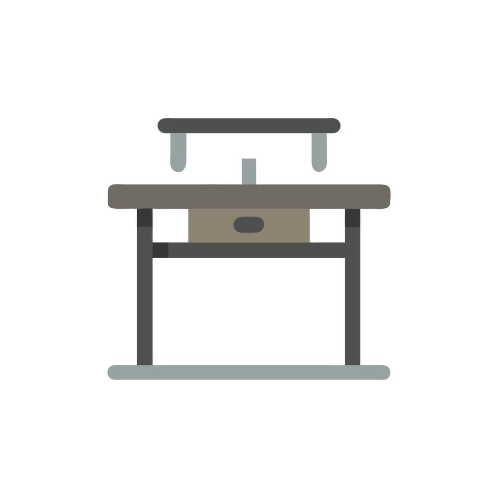 Modern minimalist desk illustration in grey tones on White vector