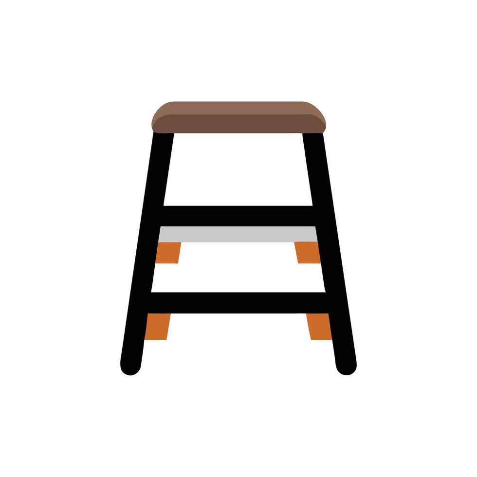 Minimalist stool with brown seat isolated on White Background vector