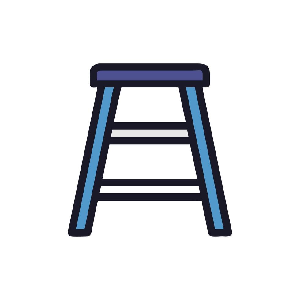 Blue step stool illustration against solid White Background image vector