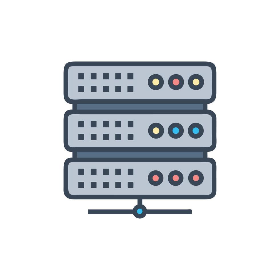 Three level server data storage in flat design style vector