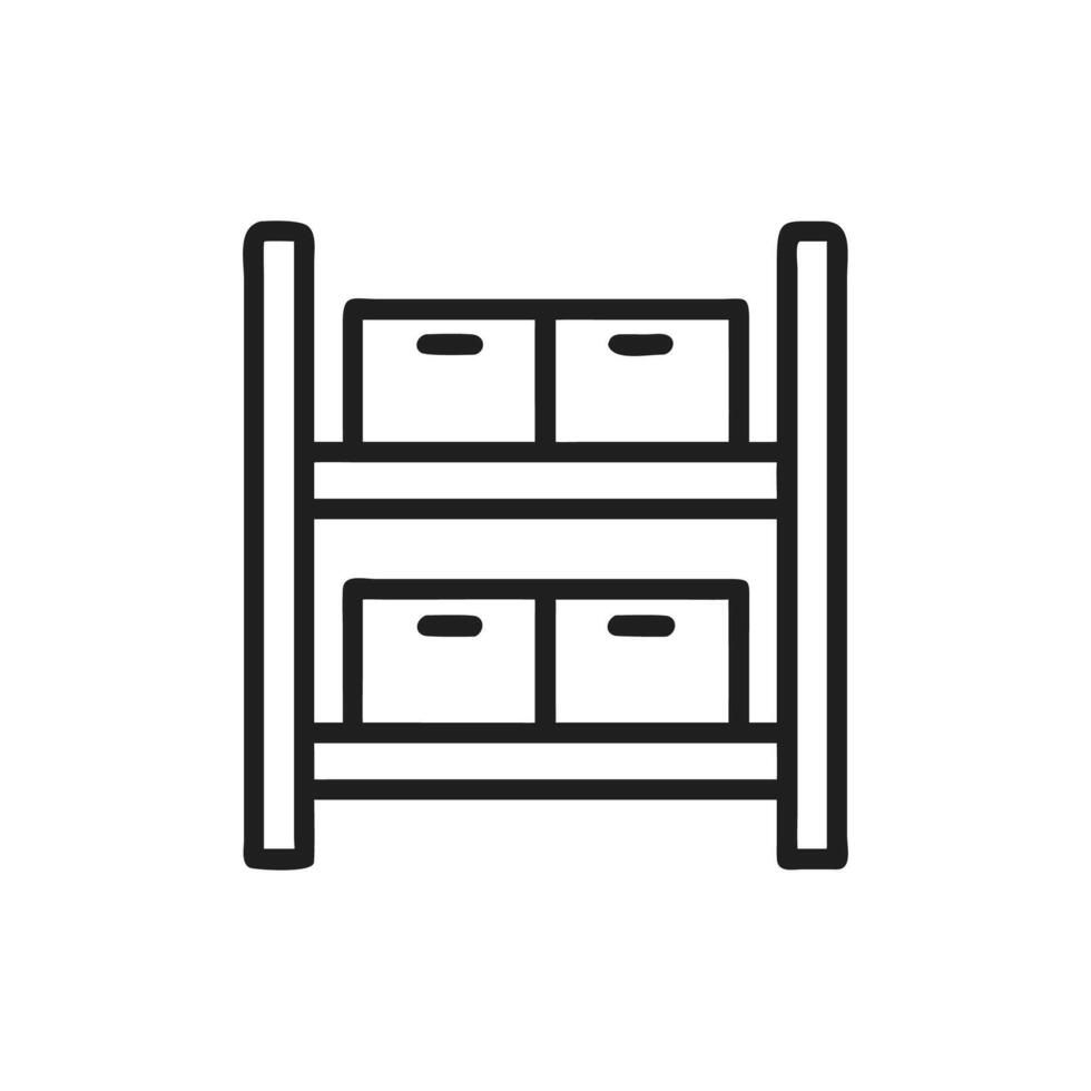 Minimalist shelves with storage boxes on White Background vector