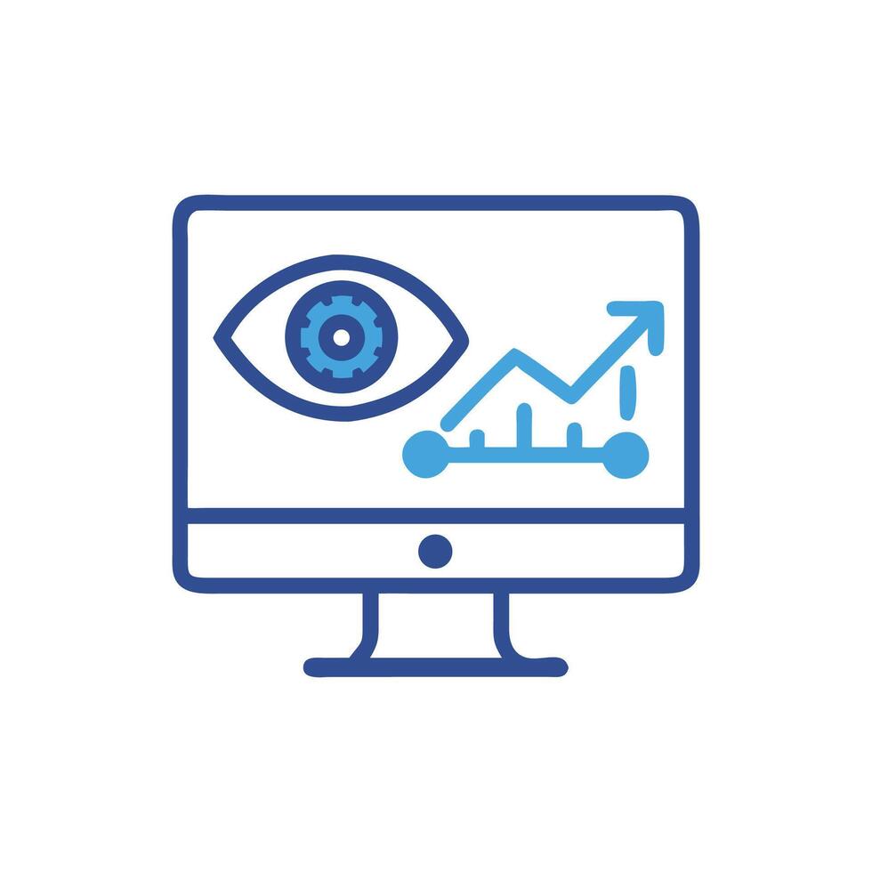 Data analysis monitor with eye and growth graph icon vector
