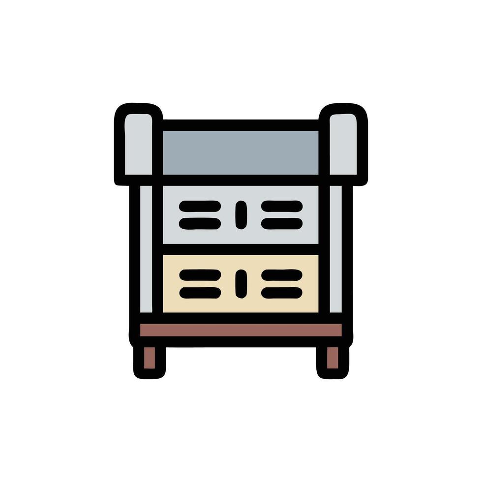 Threetiered bookshelf design with a simple flat illustration style vector