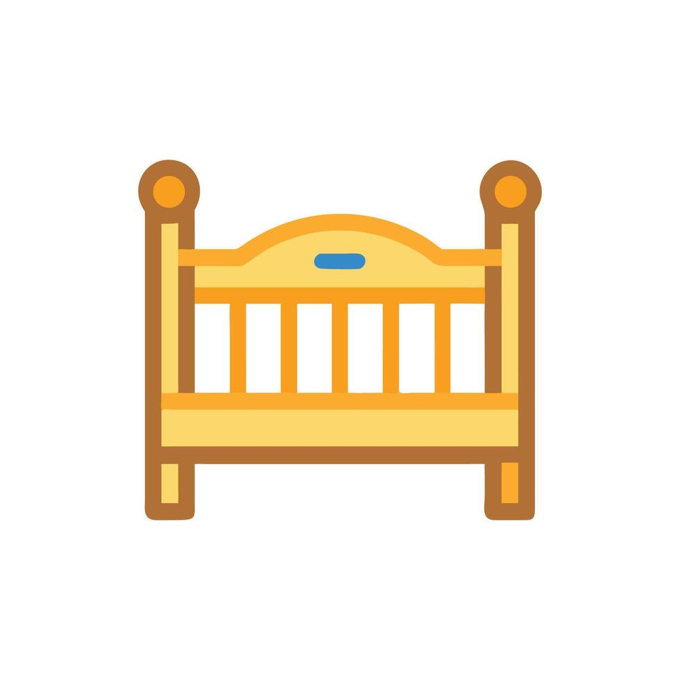Stylized yellow baby crib, empty isolated on White Background vector