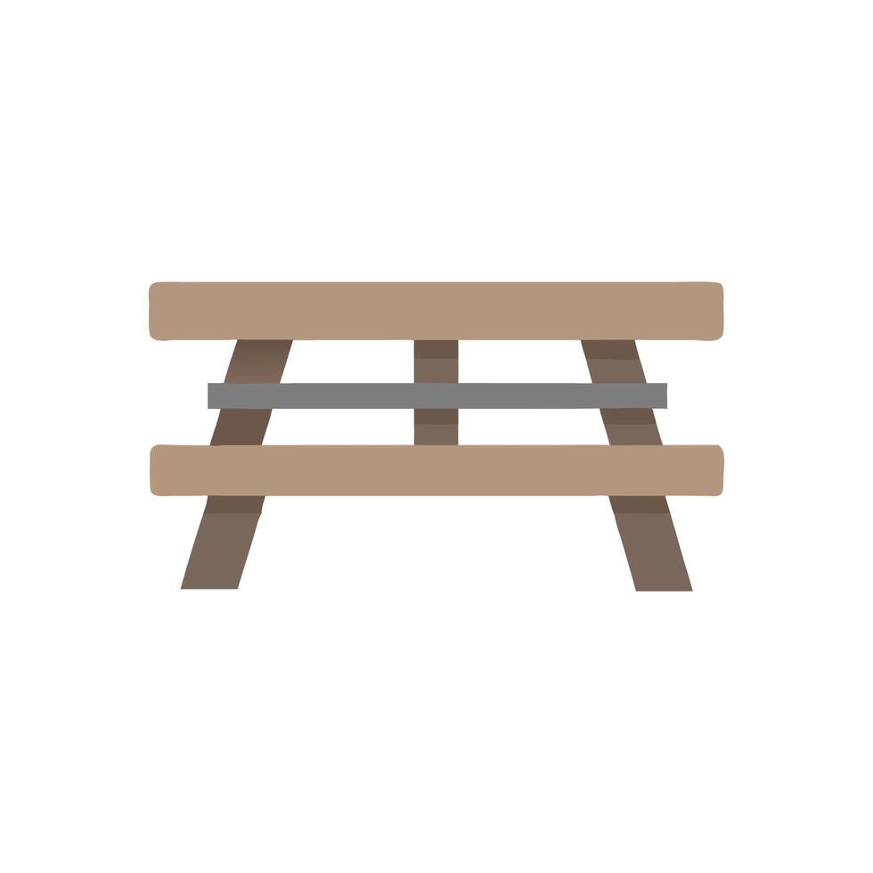 Simple picnic table on White backdrop flat illustration vector