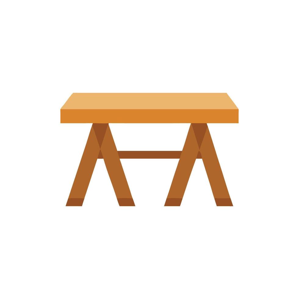 Sawhorse table flat illustration on White Background center shot vector