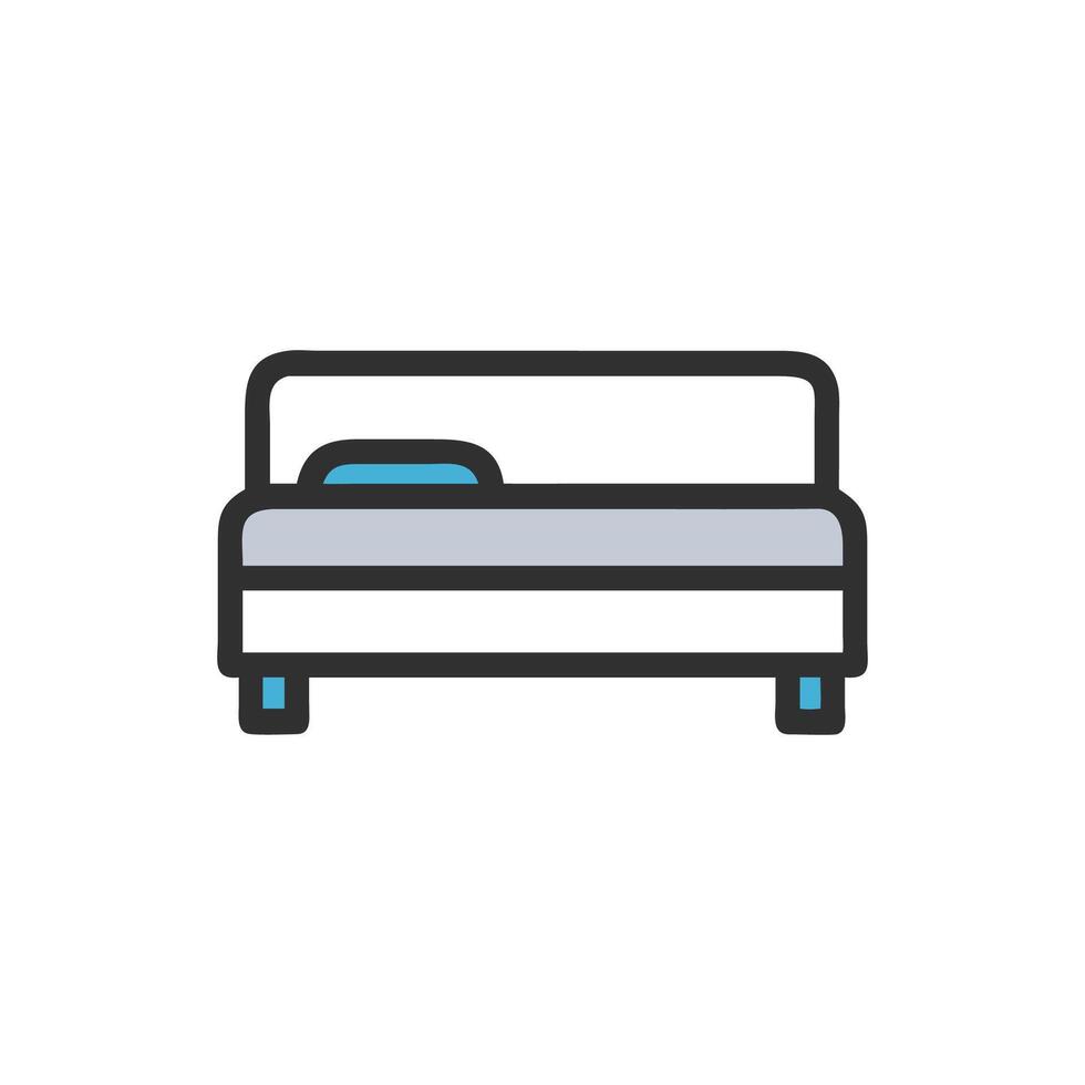Stylized flat design bed icon against White Background vector