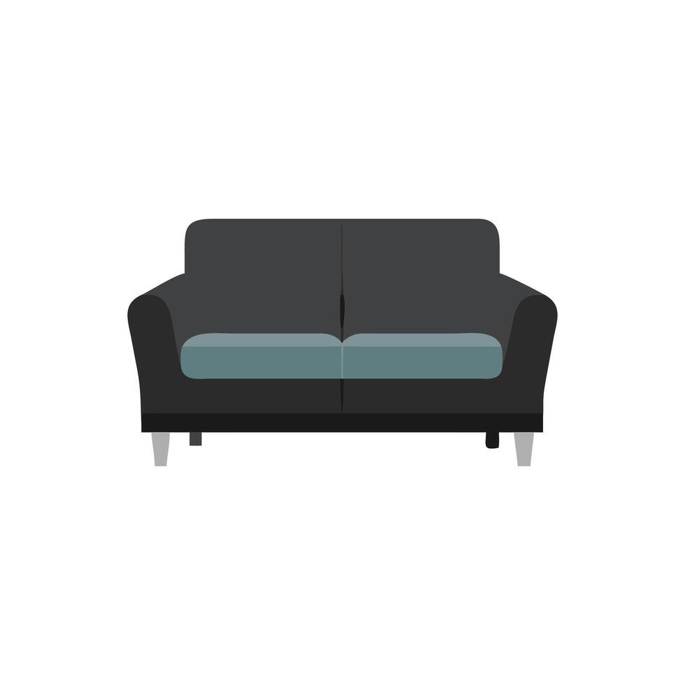 Flat Design Gray Loveseat Sofa on White Background vector