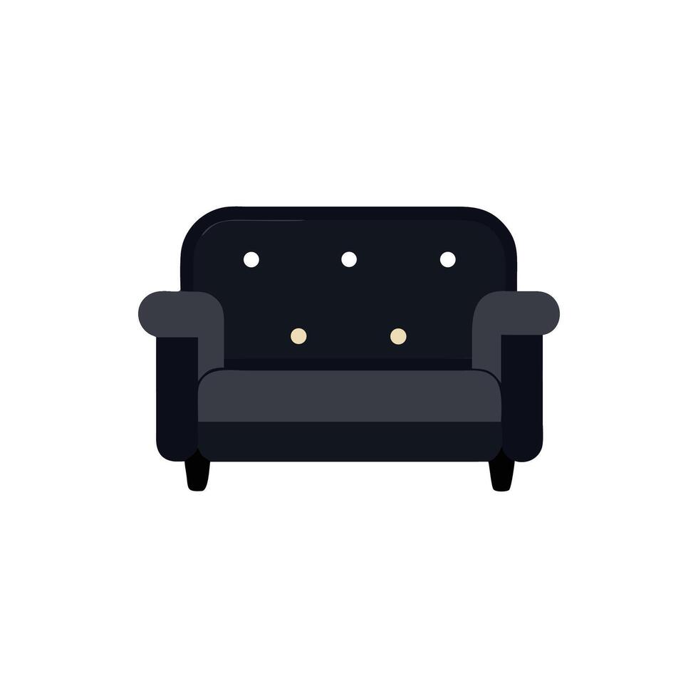 Minimalist dark grey sofa on White Background illustration vector