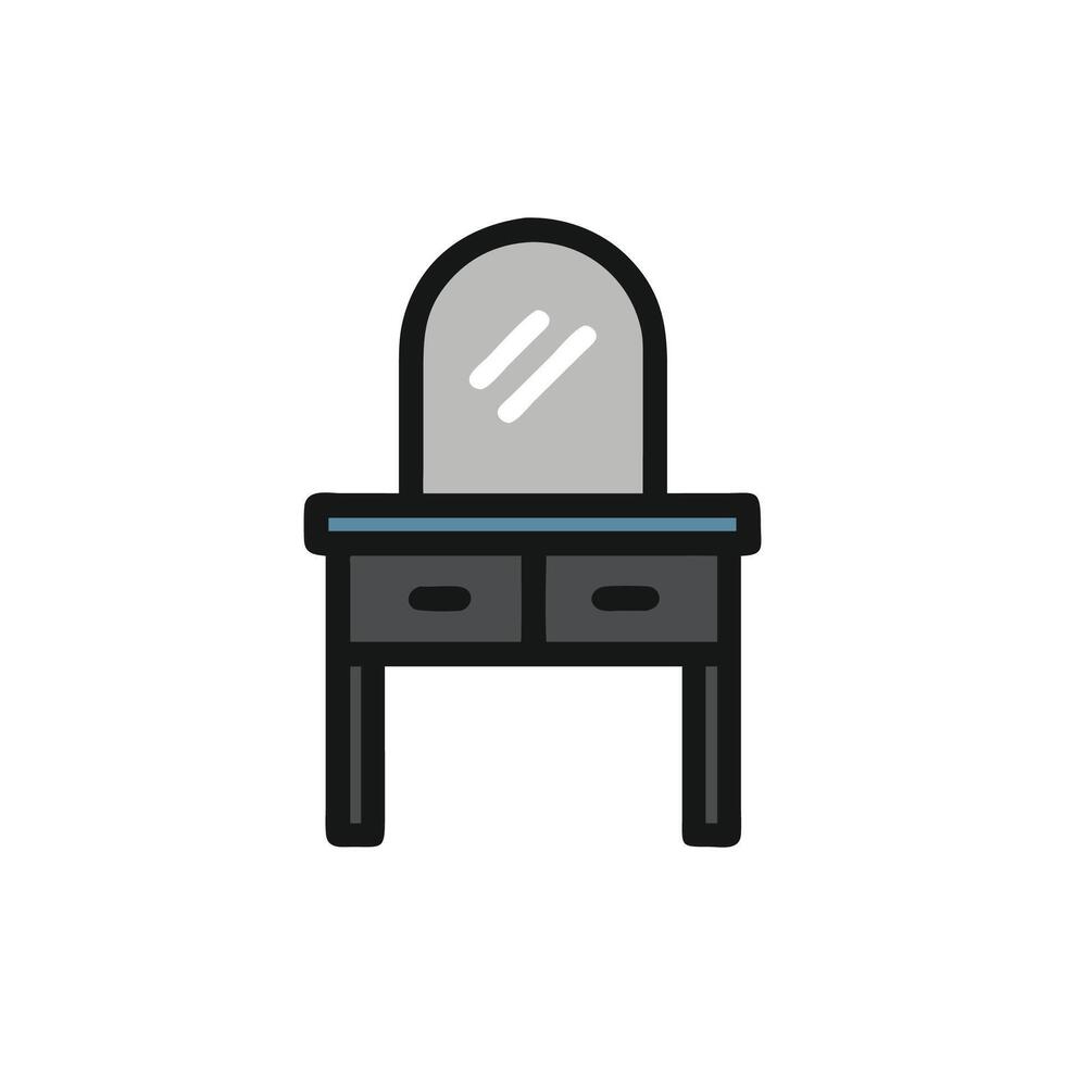 Dark gray vanity table with mirror on White Background vector