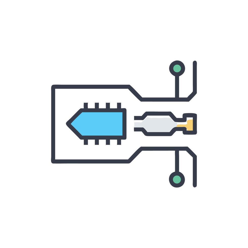Simplified circuit board schematic on a White Background layout vector