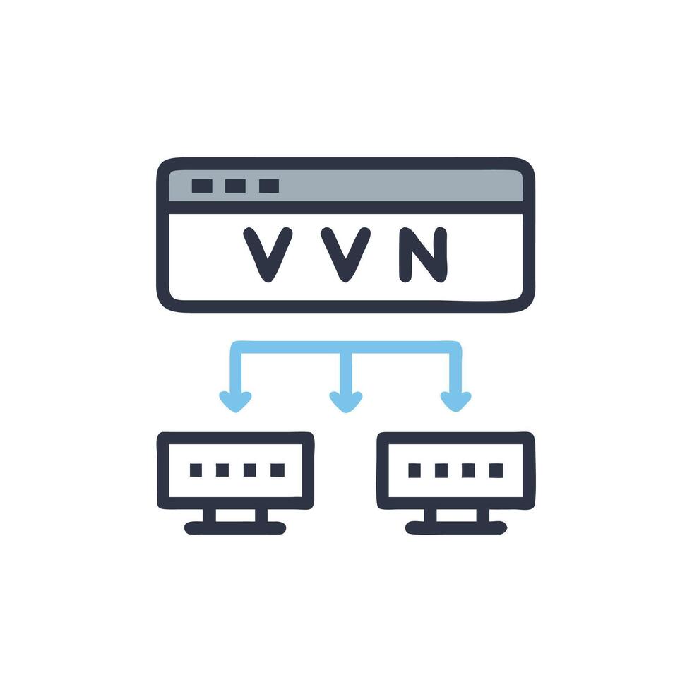 VPN Network Connection Diagram Illustration for Secure Data Transfer vector