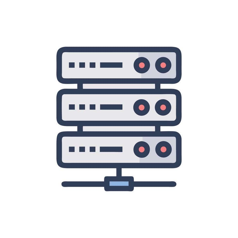 Iconic flat illustration of computer server stack on White backdrop ...