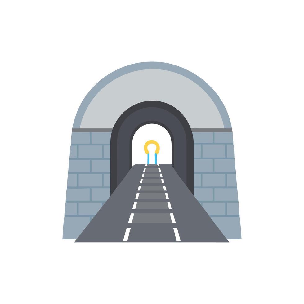 Flat illustration of a train tunnel leading to light vector