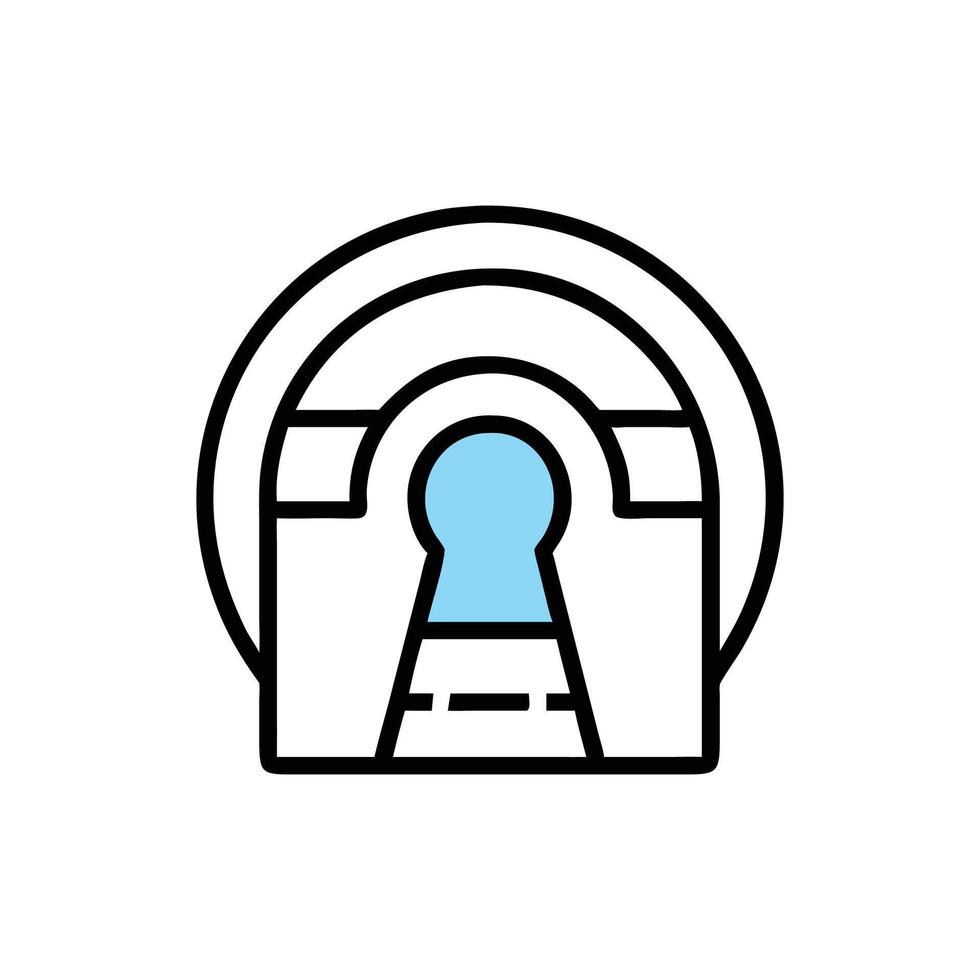 Minimalist keyhole icon illustration against a White Background vector