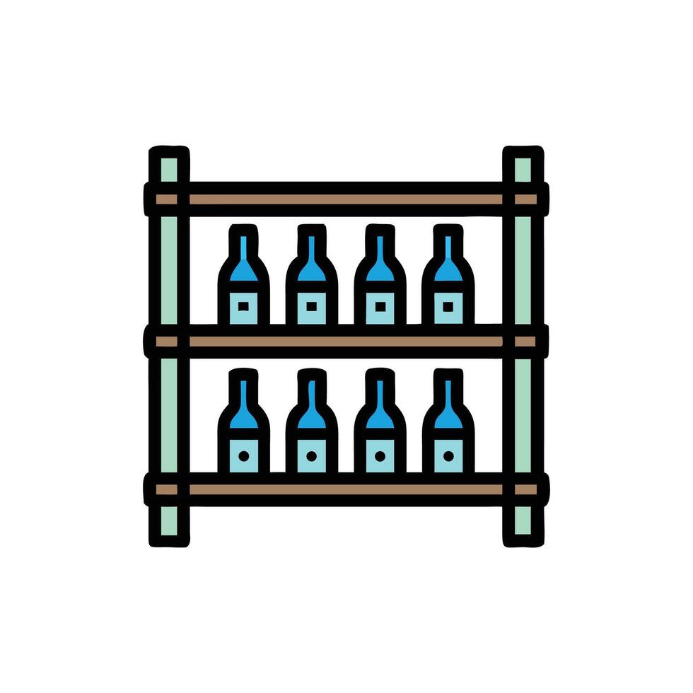 Minimalist bottle rack illustration on a White Background vector