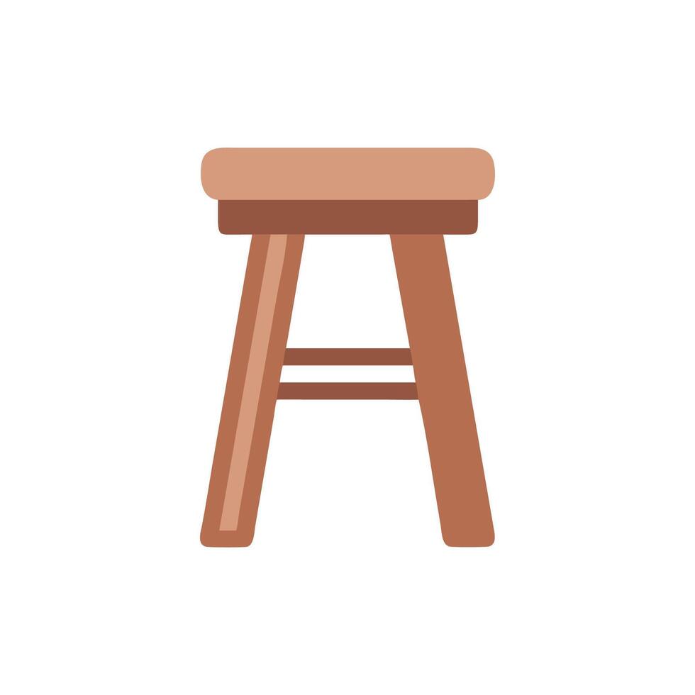 Minimalist wooden stool design on a White Background, isolated vector