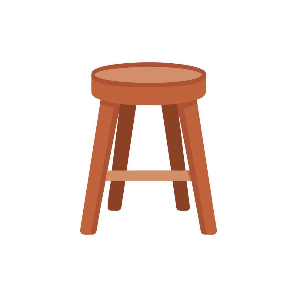 Illustration of simple wooden stool with White Background design vector
