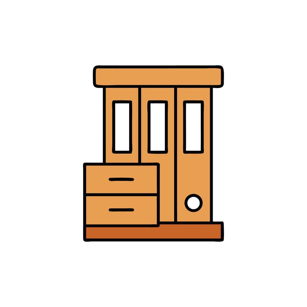 Office storage cabinet with drawers, minimalist design icon vector