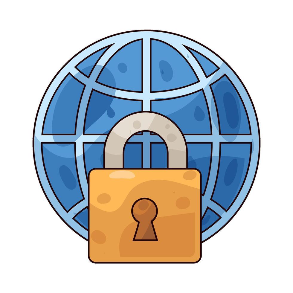 network lock illustration vector