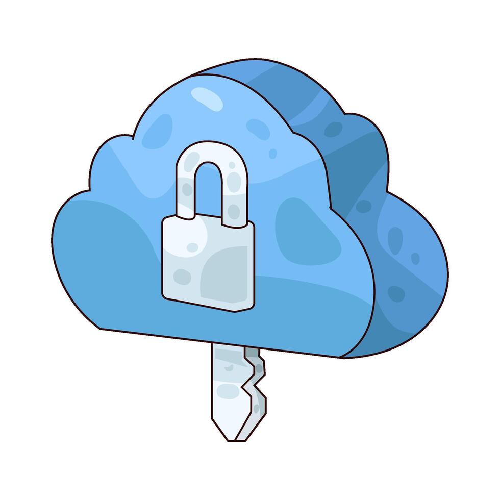 cloud lock illustration vector