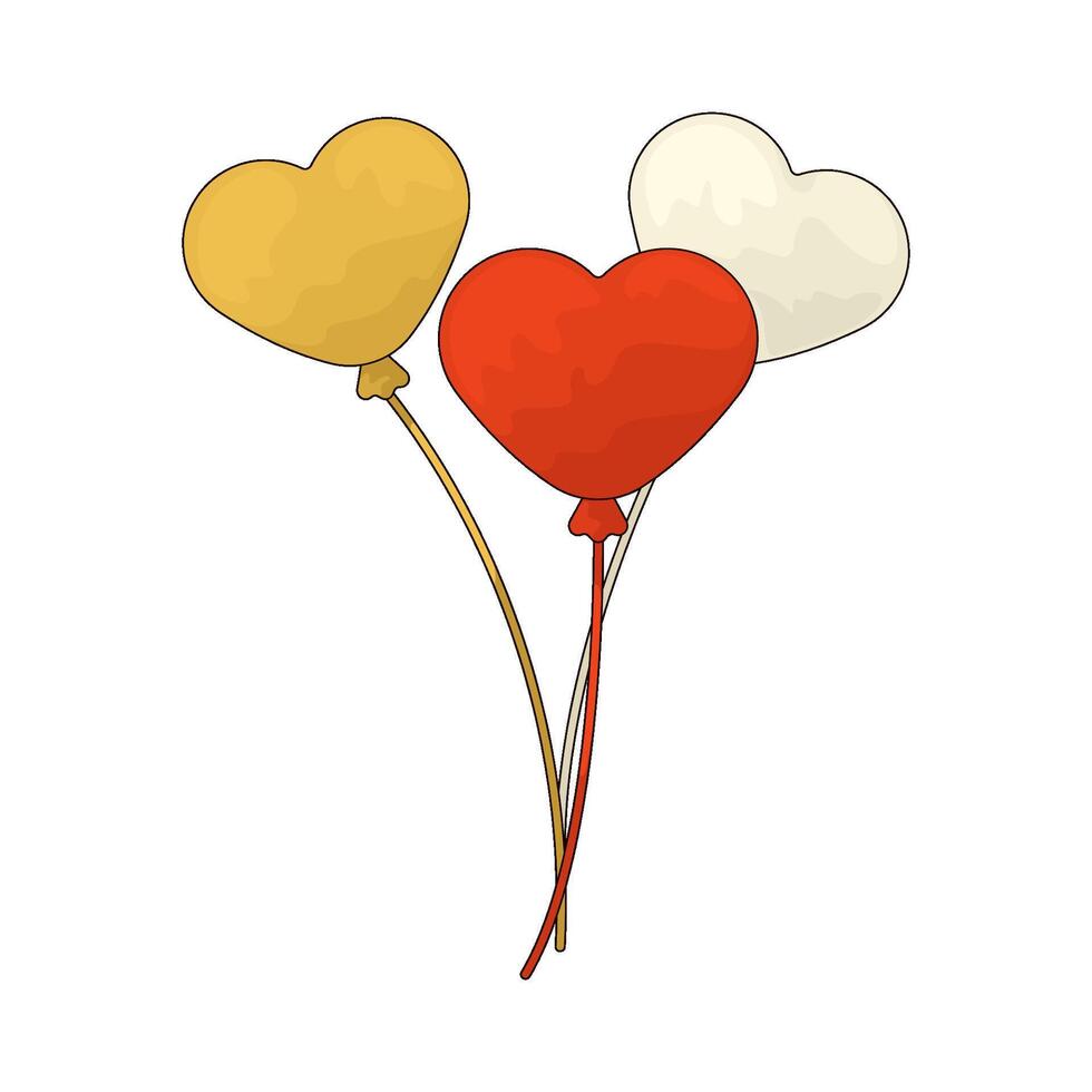 three heart balloons vector