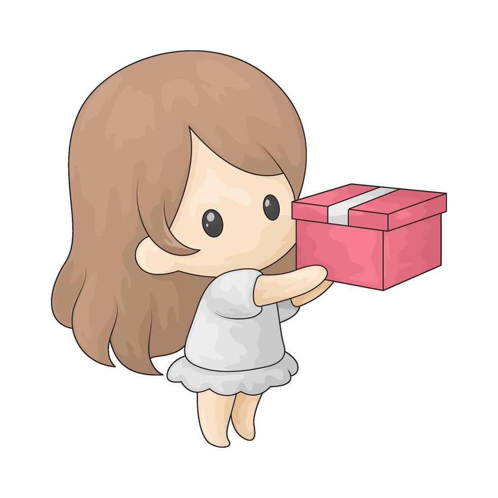 child receives a gift vector