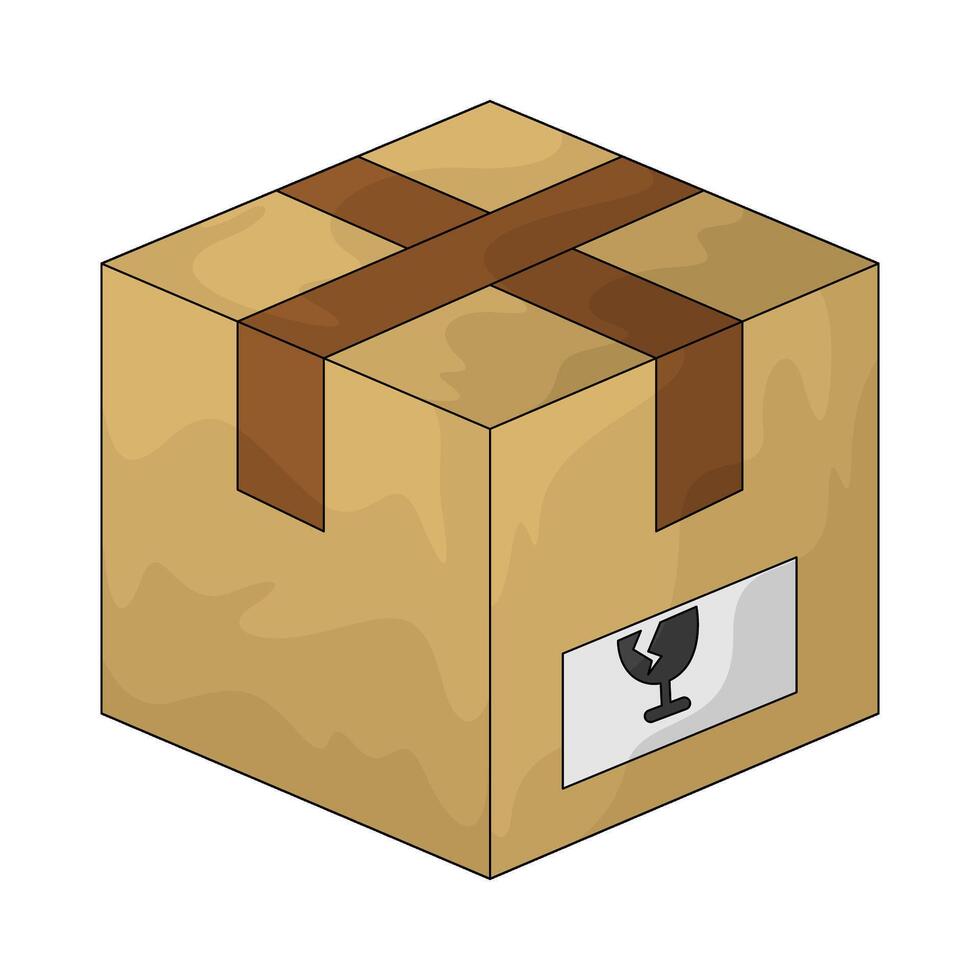 Delivery box with fragile label vector