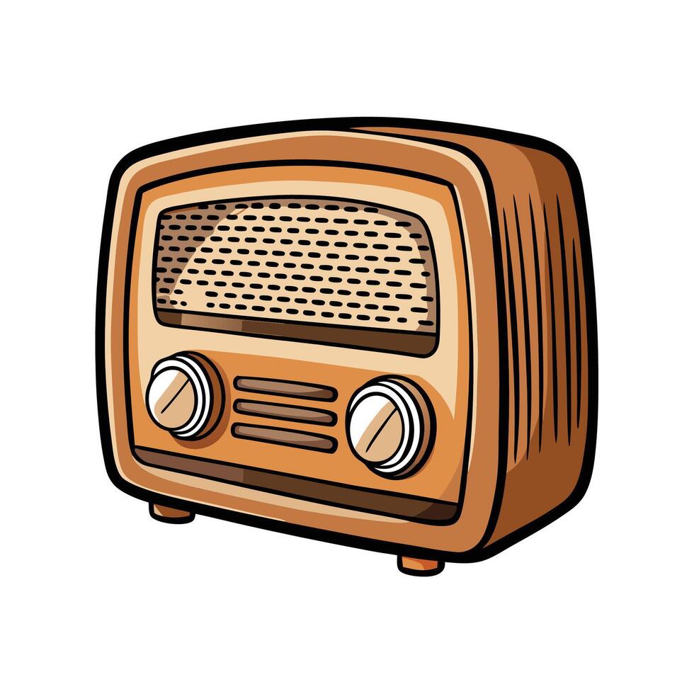 Wooden Frame Radio Design vector