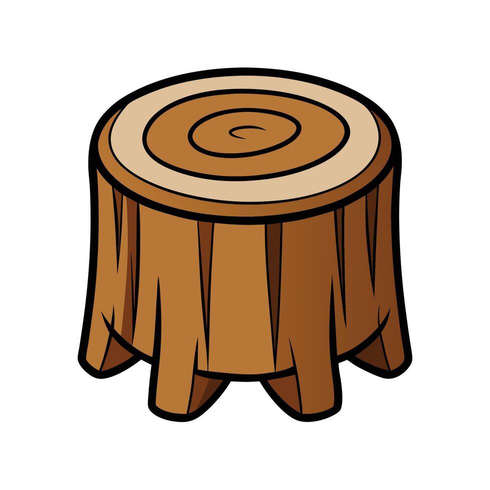 Rustic Log Stool Design vector