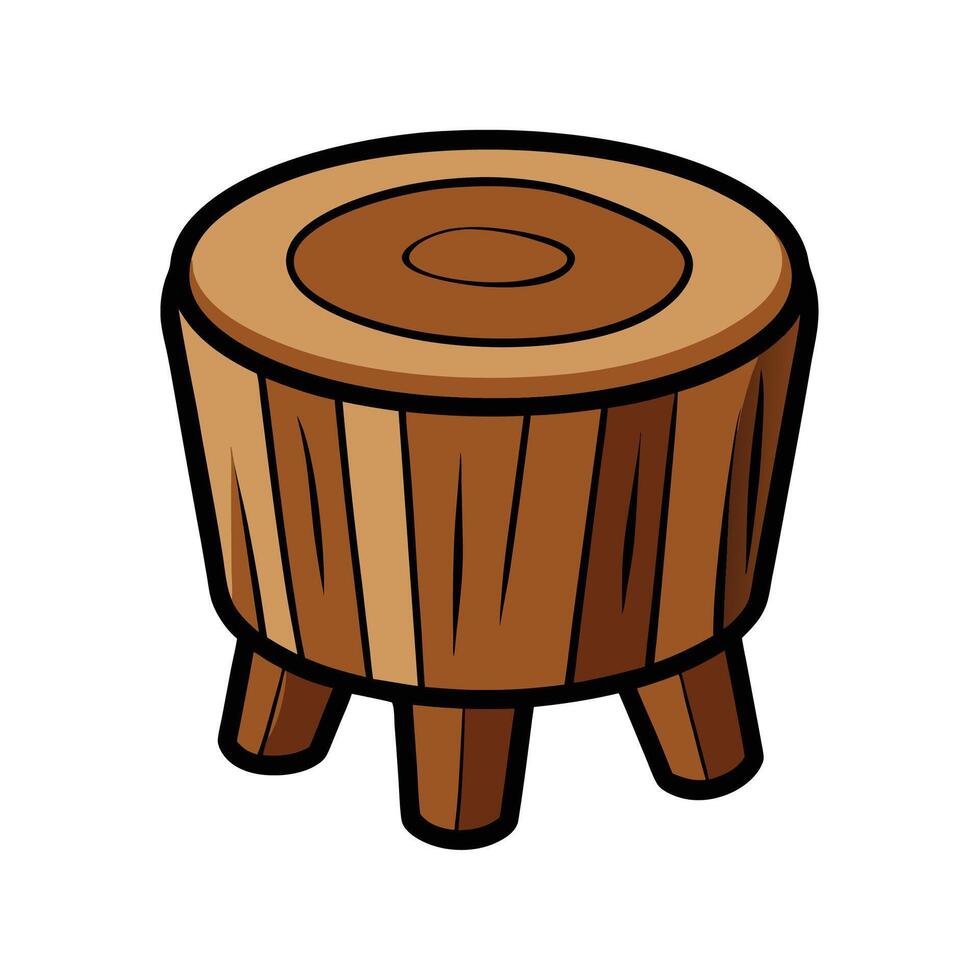 Bark Texture Log Stool Design vector