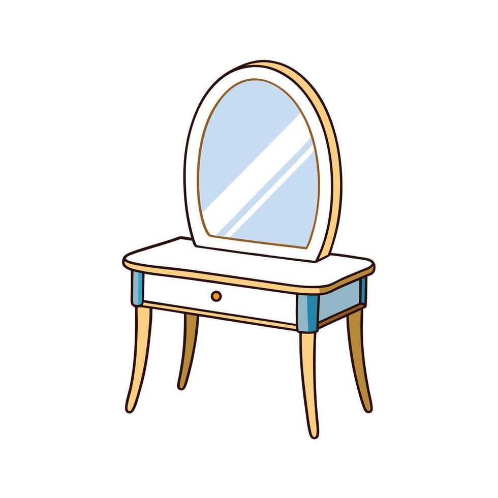 Arched Mirror Vanity Table Design vector