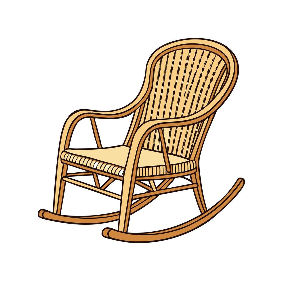 Wicker Rocking Chair Design with Vintage Style vector