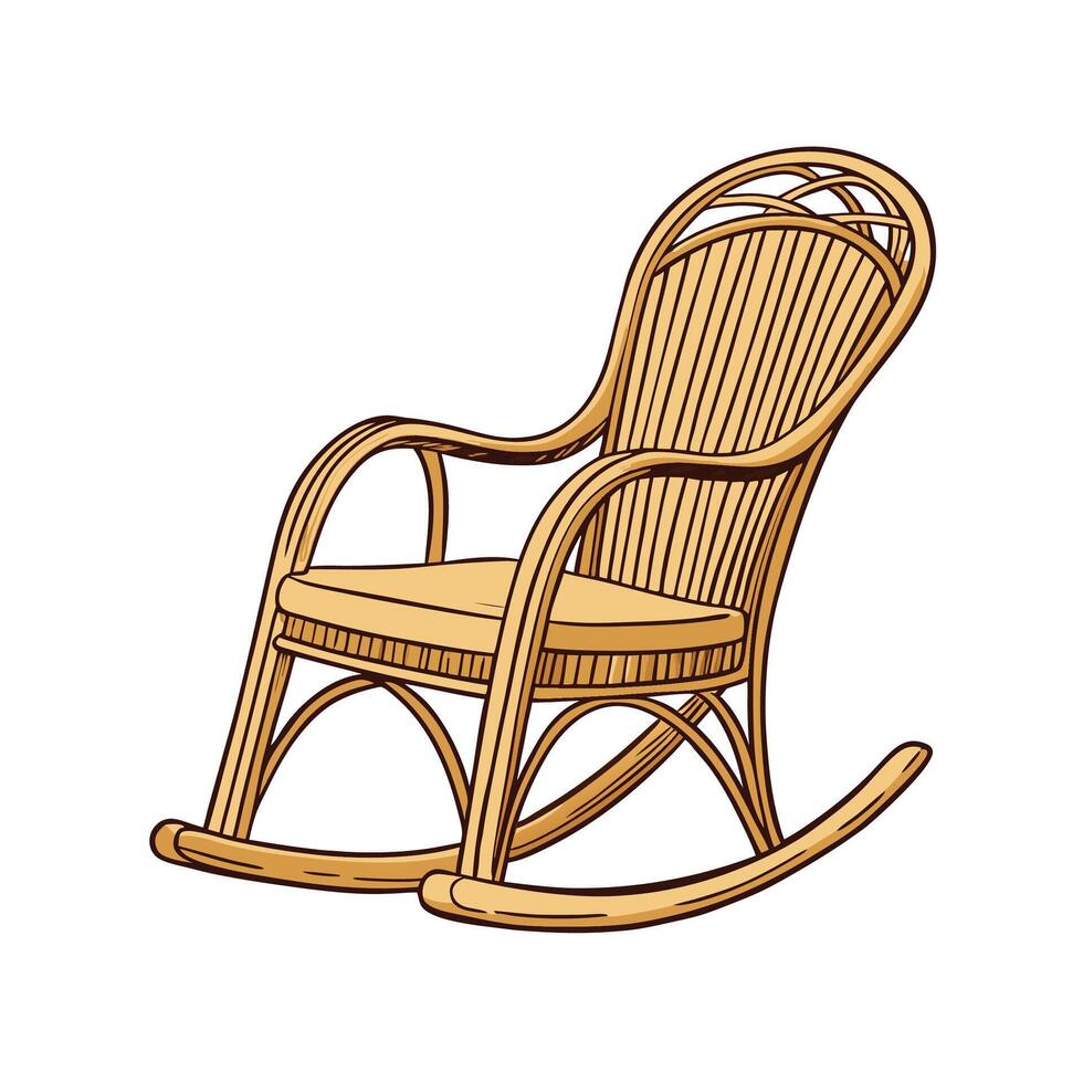 Vintage Style Wicker Rocking Chair Design vector
