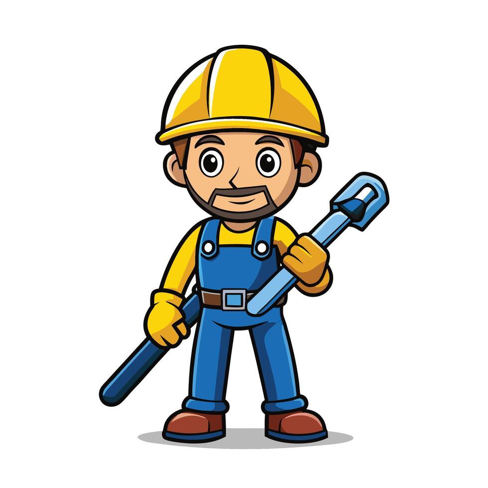 Construction Worker with Bolt Cutter vector